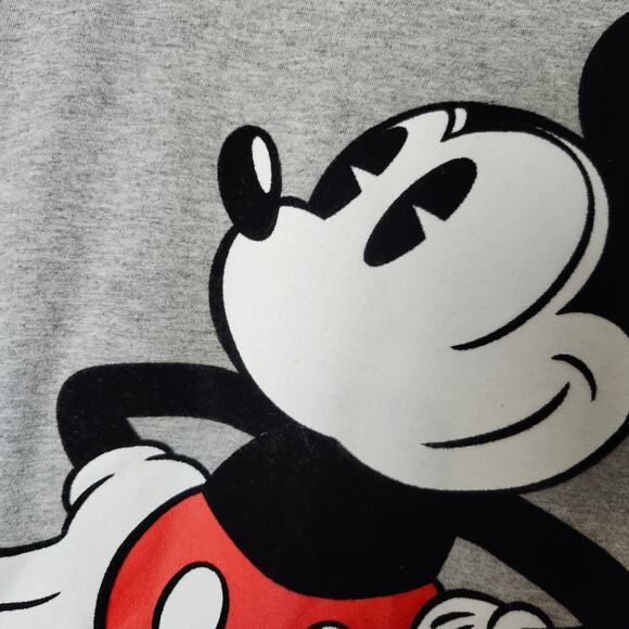 Disney Mickey Mouse Men's Short Sleeve T-Shirt Gray X-Large  Felt Logo - Picture 5 of 10